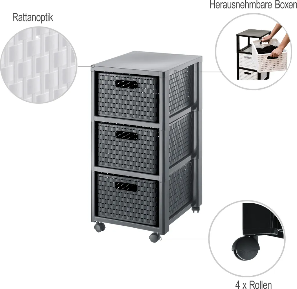 Organizzatore Rotho Country Cappuccino | Design Rattan per Bagno e Casa - 12