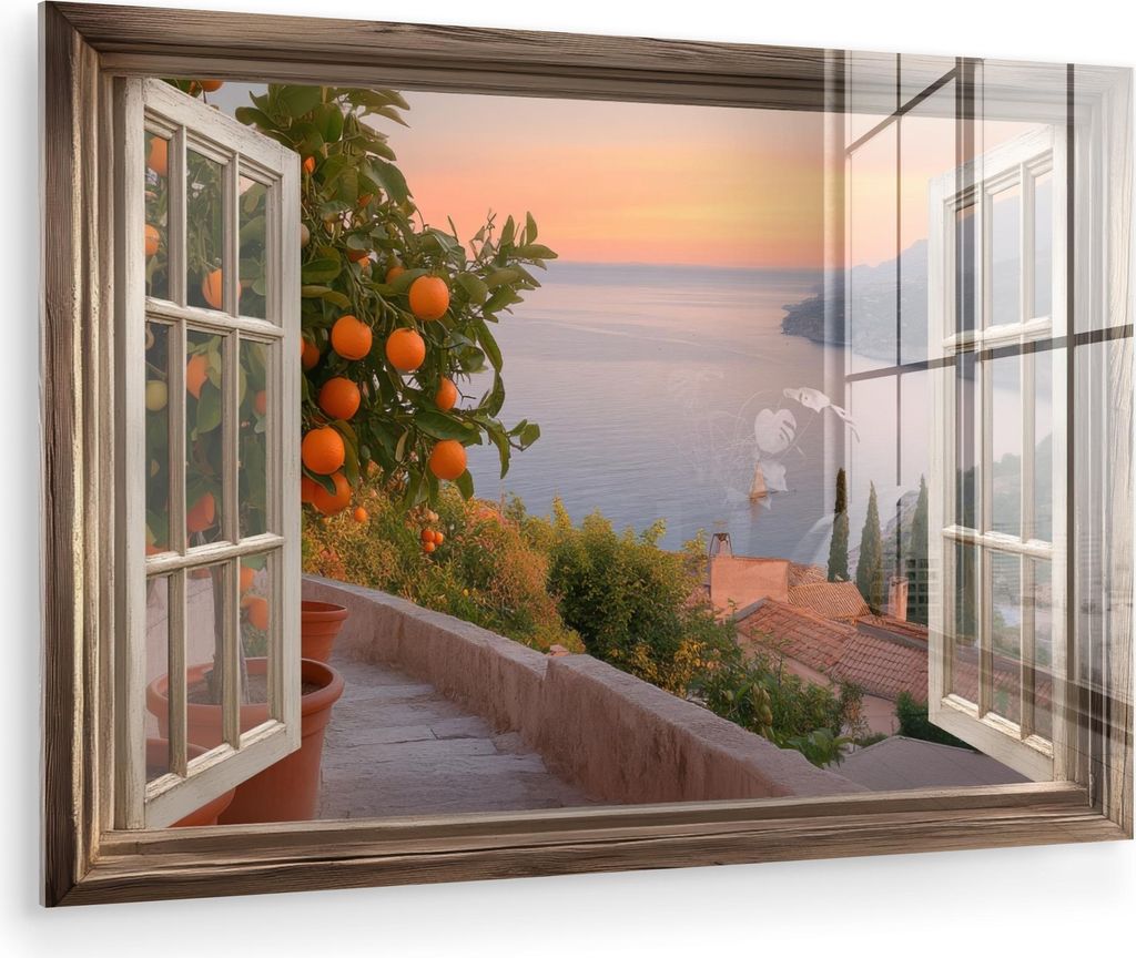 MuchoWow Glasbilder - Bilder auf Wandbild - Foto auf Glas Durchblick - Ausblicke - See - Landschaft 30x20 cm Wanddekoration aus Glas - Acrylglasbil...