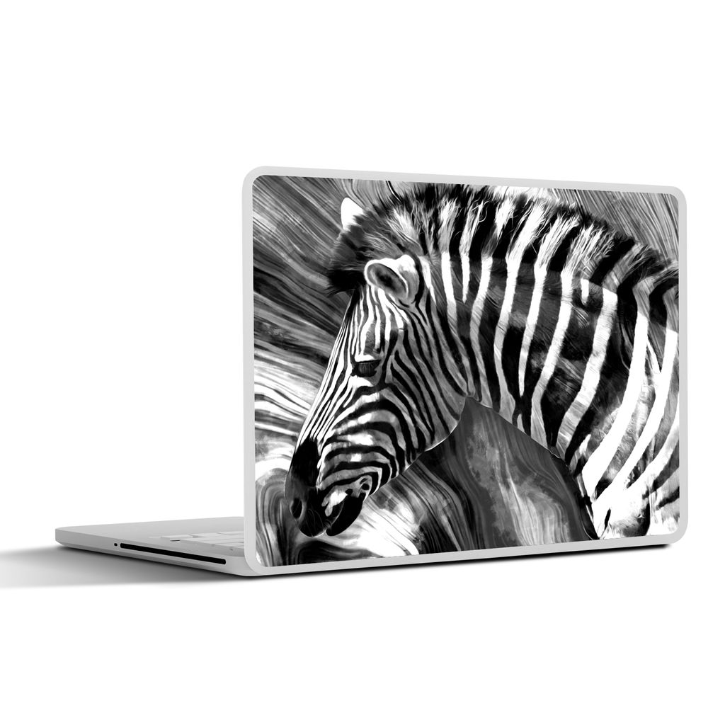 MuchoWow Laptop Aufkleber Sticker Cover Gemälde - Ölfarbe - Zebra - Tiere - Schwarz - Weiß 31x22.5 cm - Laptop-Deko