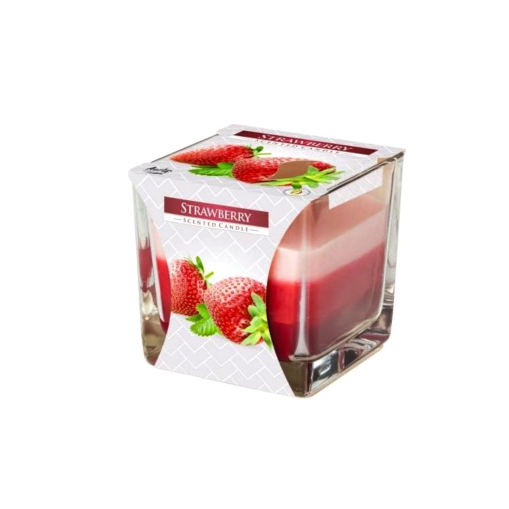 Sklo hranol 80x80 mm ~32h Strawberry trojfarebná vonná Obrázok produktu 