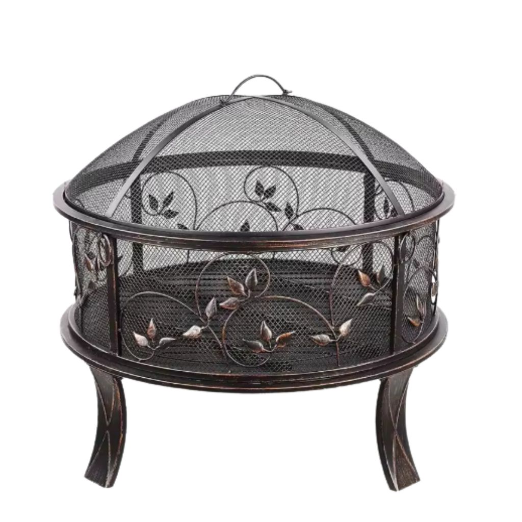 Feuerkorb mit Funkenschutz – Garten-Grill – Feuerschale – Terrassenofen – Räuchergrill – Für Außenbereich BBQ – Für Garten, Terrass...