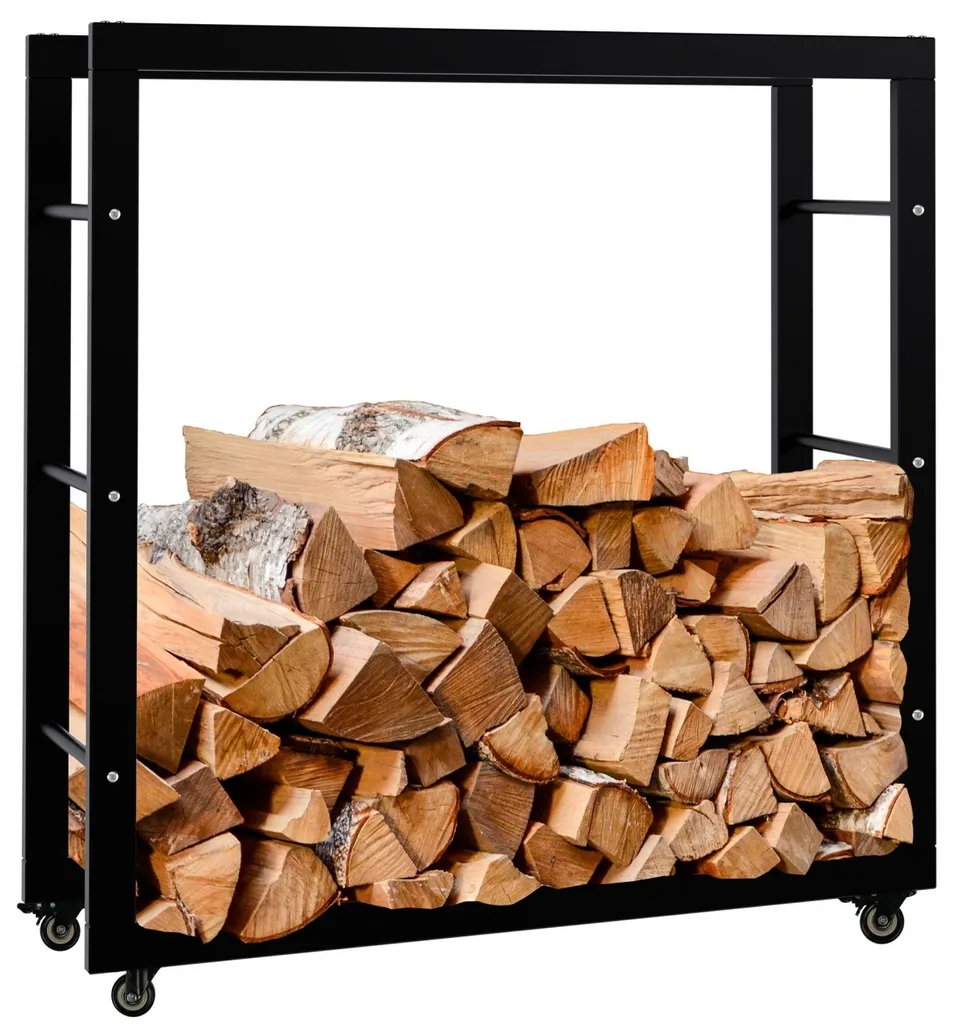 Support bois et métal noir Keri 125 cm, structure mobile renforcée - 2