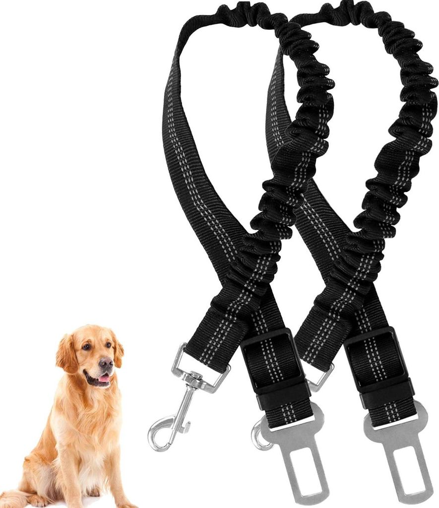 2er-Pack Hunde-Autositzgeschirr, 1-teiliges Geschirr, stoßdämpfendes Geschirr und Karabiner für alle Fahrzeugtypen, geeignet für alle Hunde und...