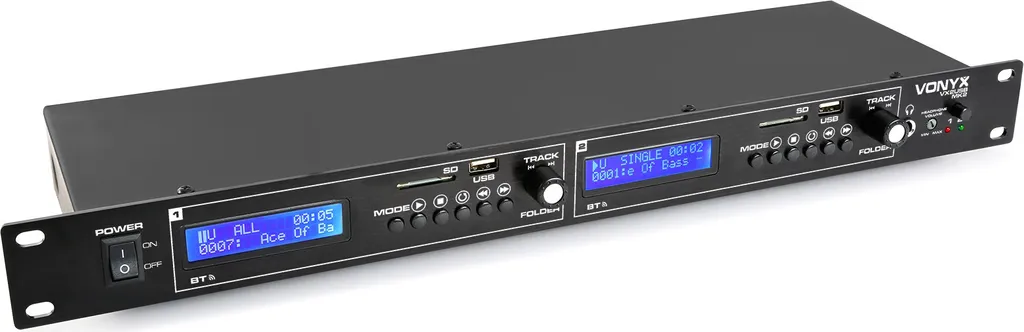 Lecteur Audio Double USB SD Bluetooth Vonyx VX2USB MK2 pour Rack 19 Pouces