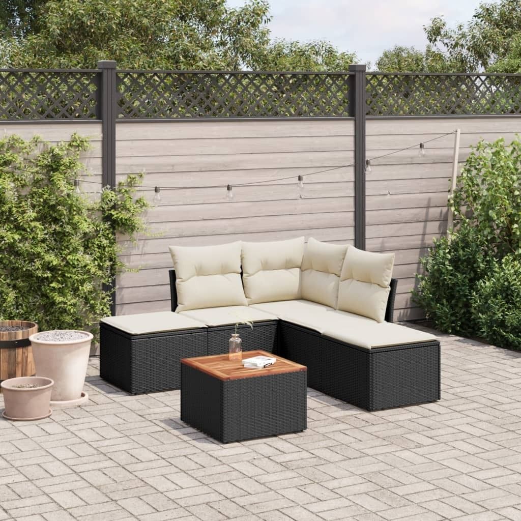 Maison Exclusive - 6-tlg. Garten-Sofagarnitur mit Kissen Schwarz Poly Rattan