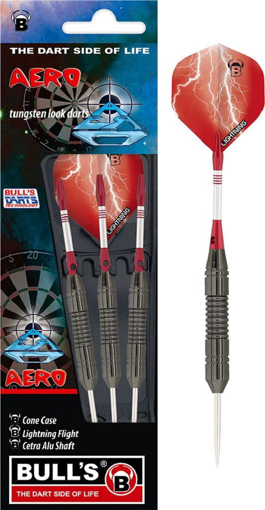 Bull's unisex neutral Aero Brass Dartpfeile Darts-Set Anfänger red lightning 22 Gramm