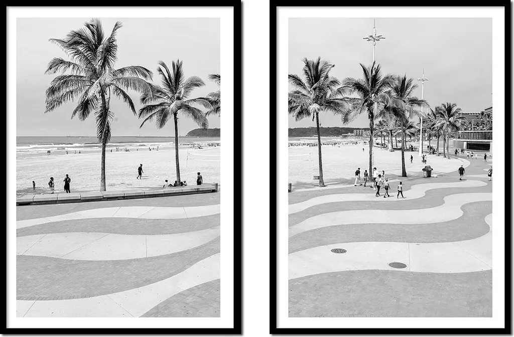 Peinture Copacabana Traitée Duo de Tableaux 53x73cm Motif Palmiers
