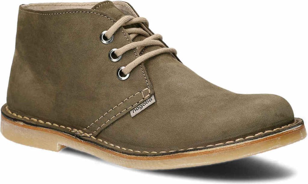 NAGABA Boots Herren Lederschuhe mit Leder-Einlegesohle, Khaki, 42