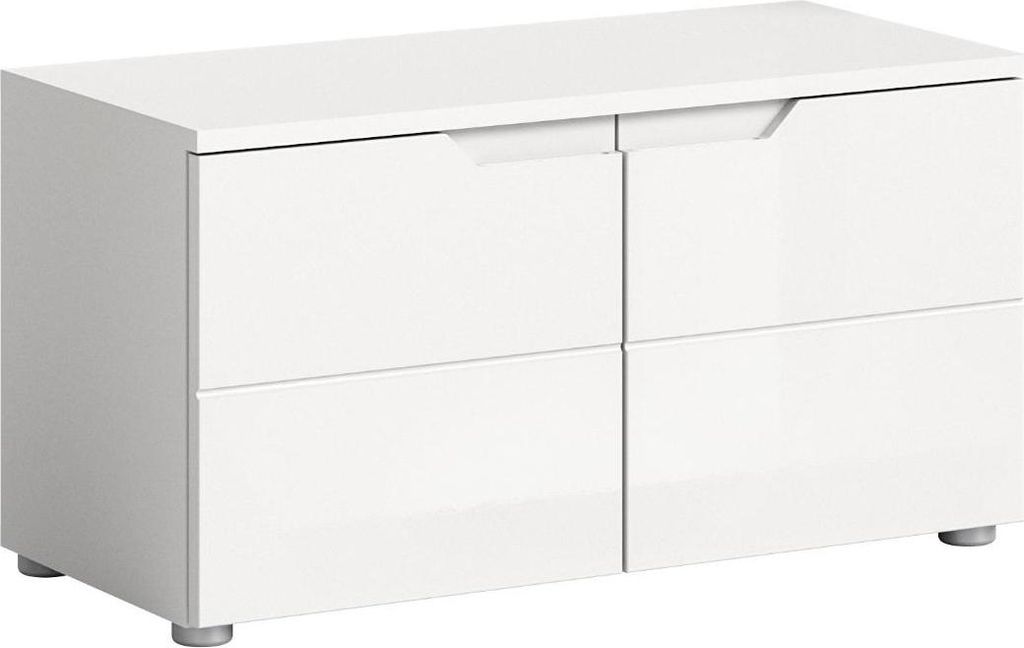 Solero Sitzbank mit Aufbewahrung 2 Türen hochglanzweiß, weiß.