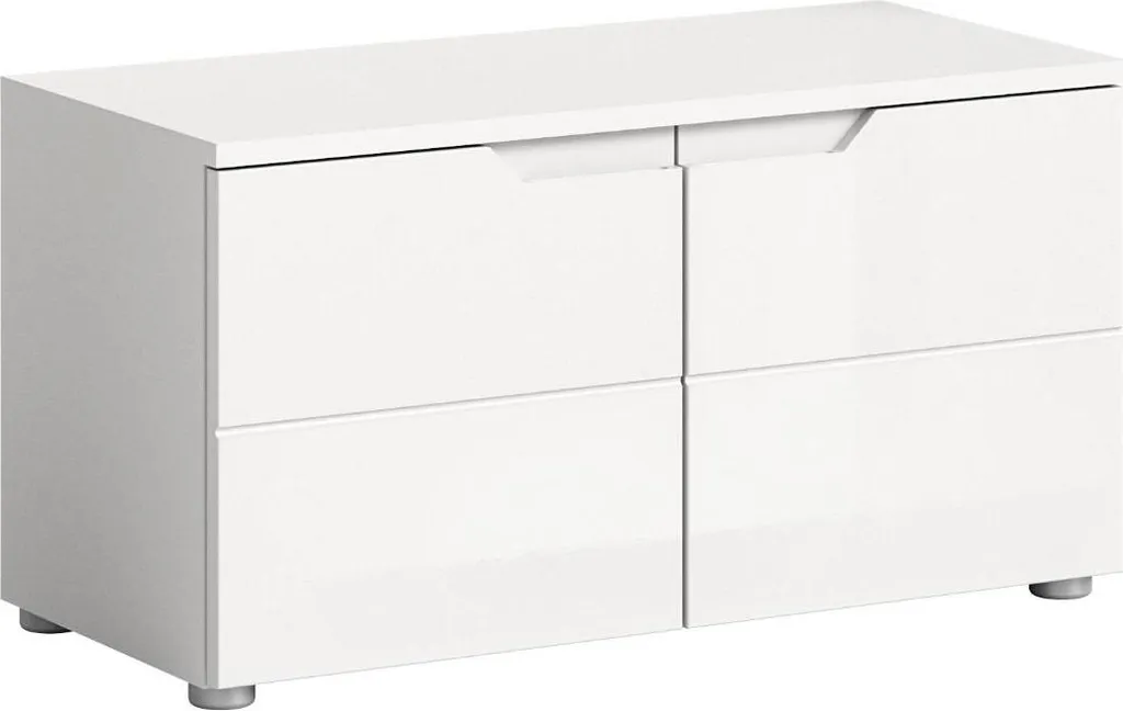 Banc de rangement Solero blanc brillant 2 portes pour entrée gain de place