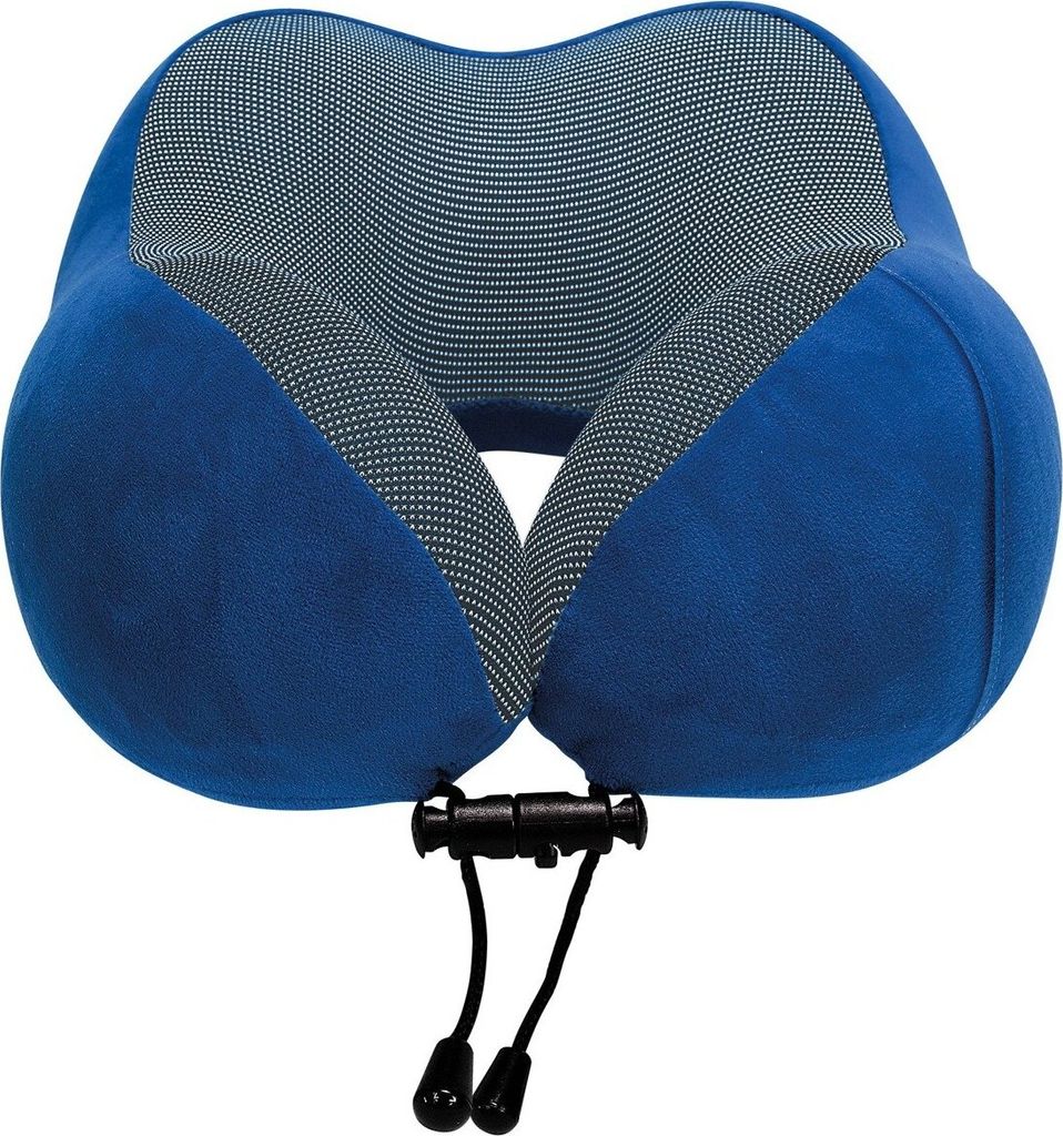 Reisekissen für den Nacken Dr.Bacty - blau. Inklusive Ohrstöpsel und Augenbinde.