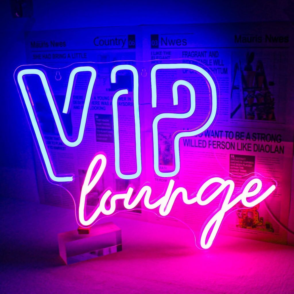 VIP Lounge Neon Schild Led Schrift Für Wanddekoration Led Schild Licht Leuchtreklame Neon Sign Beleuchtung Für Hotel,Club,Café,Bar,Büro,Spielzi...