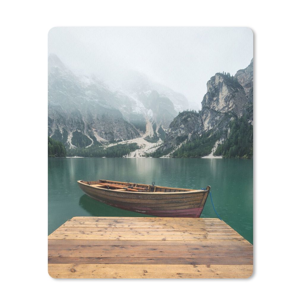 MuchoWow Mauspad Mousepad Nebel - Schnee - Berg - Boot 30x40 cm - Mousepads - Maus Mat - Pad - Mausunterlage - Mausmatten