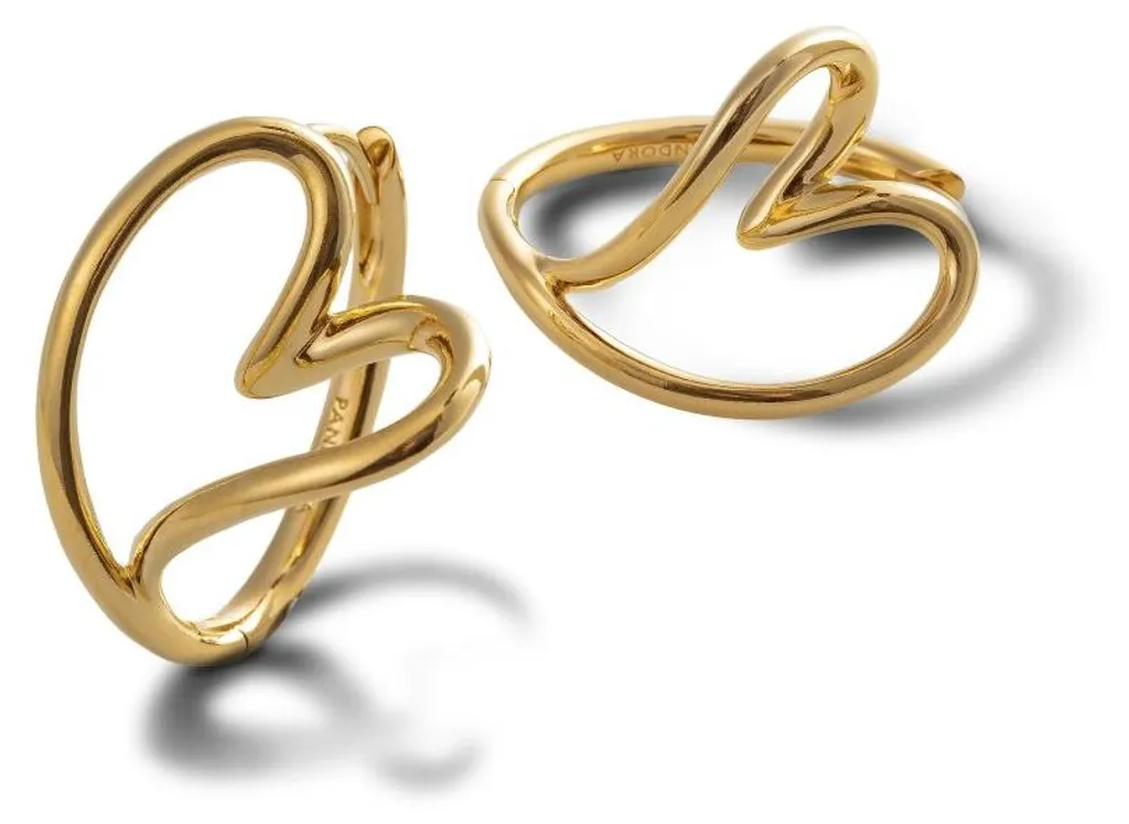 Pandora 263807C00 Créoles Organiques Cœur en Plaqué Or Jaune 14 Carats