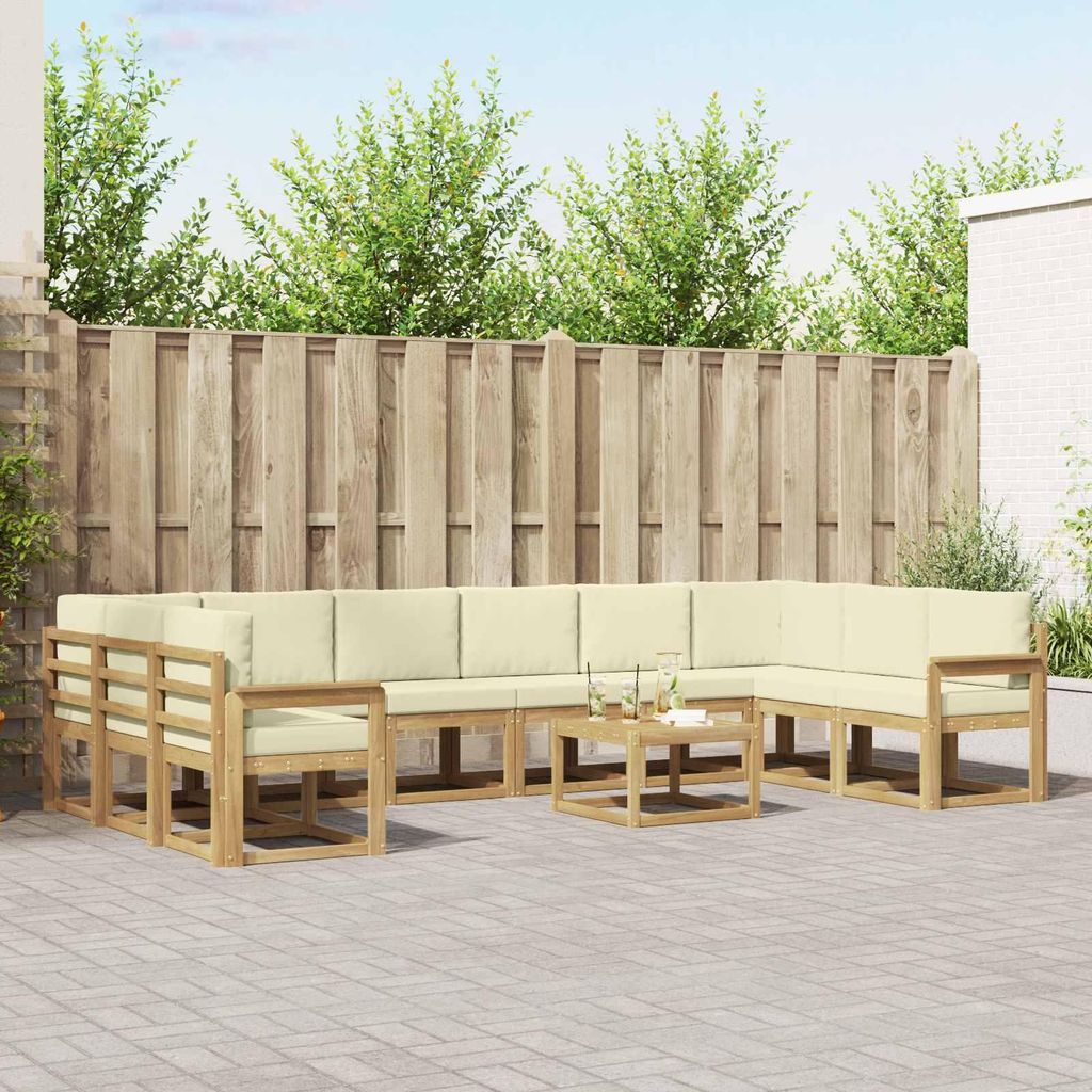 Möbel Outdoor-Sofagarnitur mit Kissen 11 pcs Weiß und CremeGartensofas - Gartensofas c3310