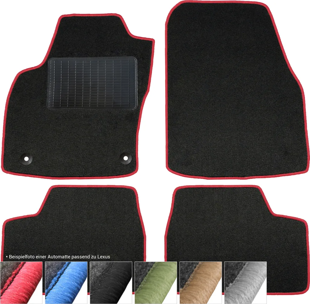 Lexus GS 300 2005-2013 Tappetini Premium Velluto Nero e Bordi Rossi