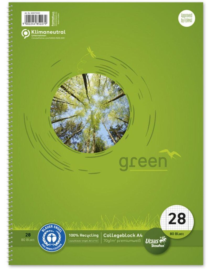 Staufen® green 608575020 Collegeblock LIN28 - A4, 80 fogli, Immagine del prodotto 