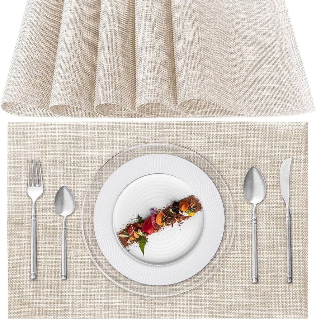 MODFU Platzsets(6er Set),Rutschfest Abwaschbar Tischsets,PVC Abgrifffeste Hitzebeständig Platzdeckchen,Schmutzabweisend und Waschbare,Platz-Matten...