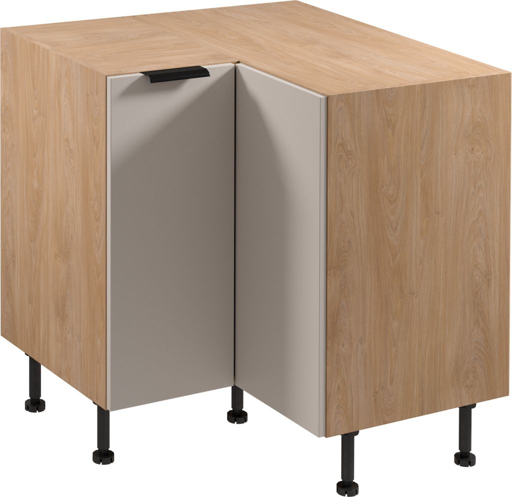 Eckunterschrank 84x84 cm Küchenschrank ohne Arbeitsplatte, Sorento D90N Beige/Sonoma Eiche