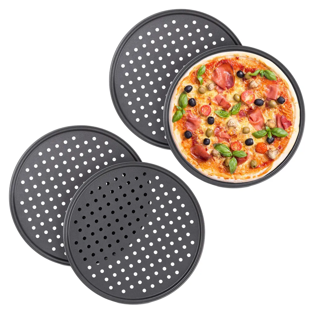 relaxdays 8 x vassoio per pizza croccante
