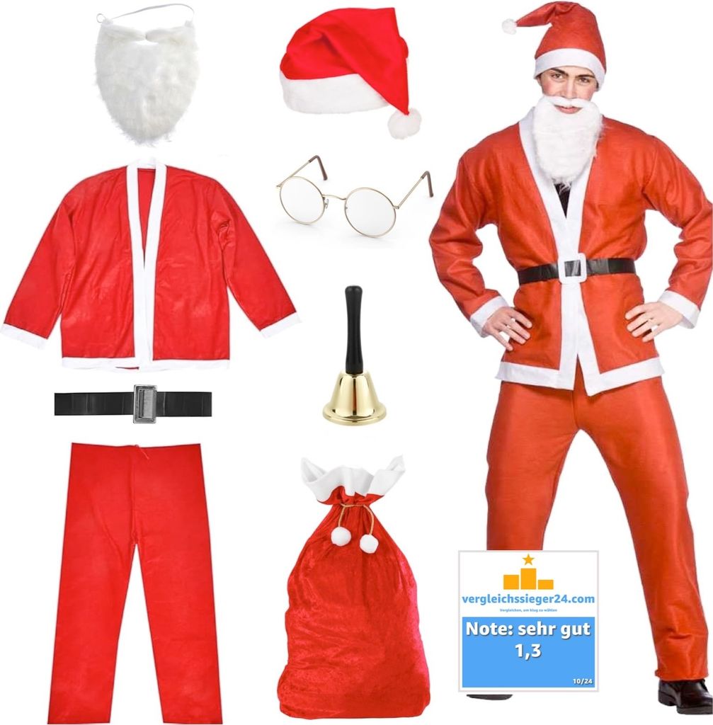 costume da Babbo Natale 8 in 1 - Costume da Babbo Natale - Immagine del prodotto 