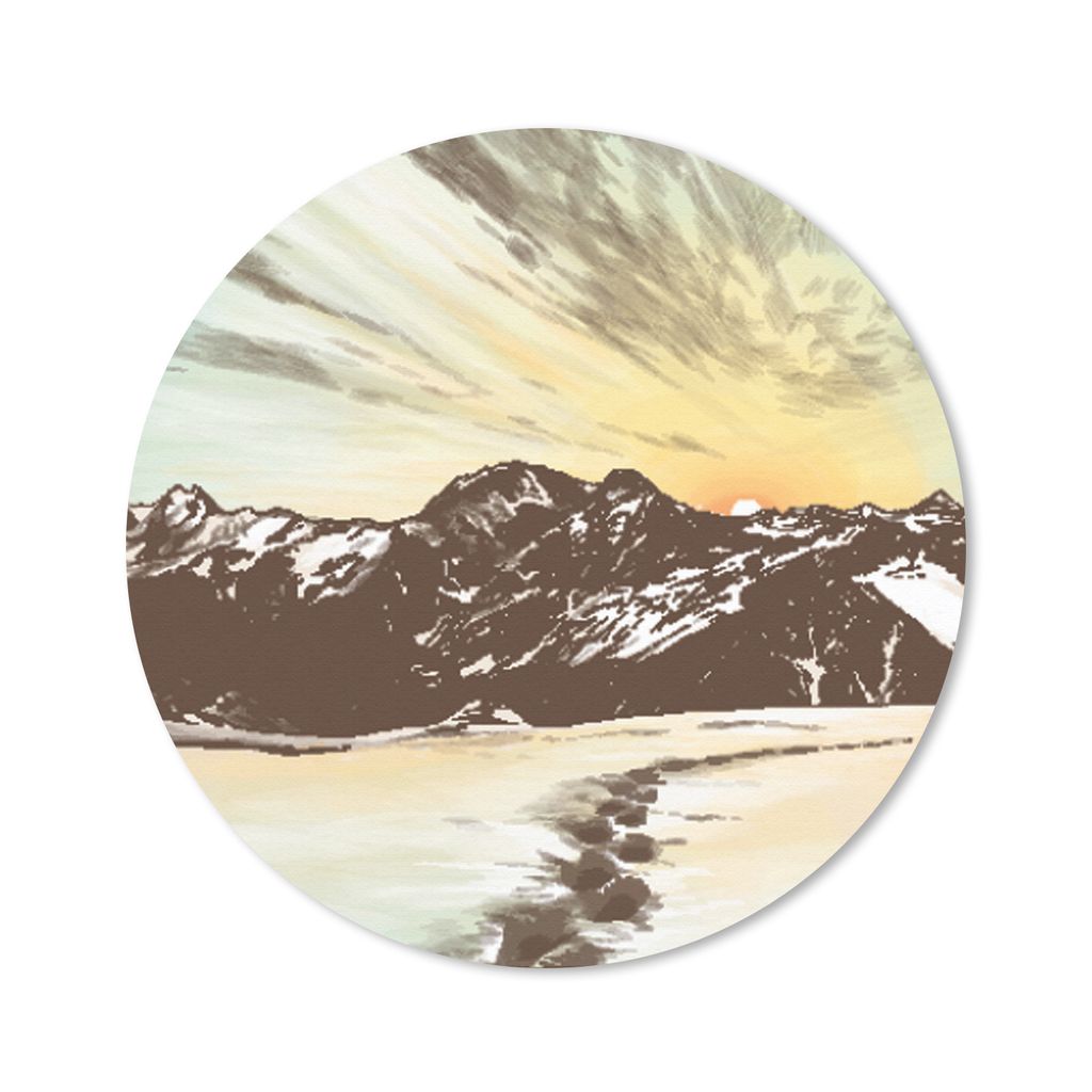 MuchoWow Mauspad Mousepad Meer - Berge - Sonne 20x20 cm - Mousepads - Maus Mat - Pad - Mausunterlage - Schreibtischmatte