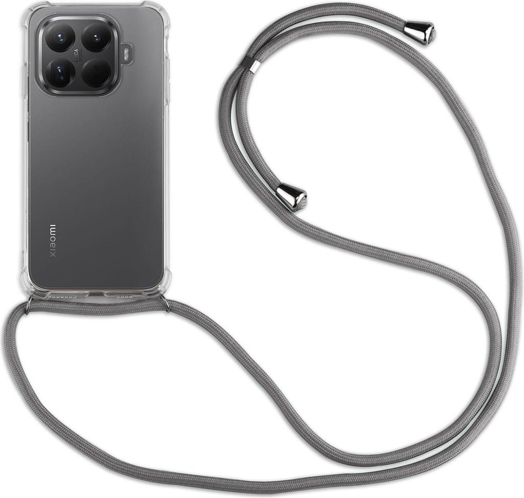 A clear product shot of a phone case with a lanyard attached, isolated on a white background.
