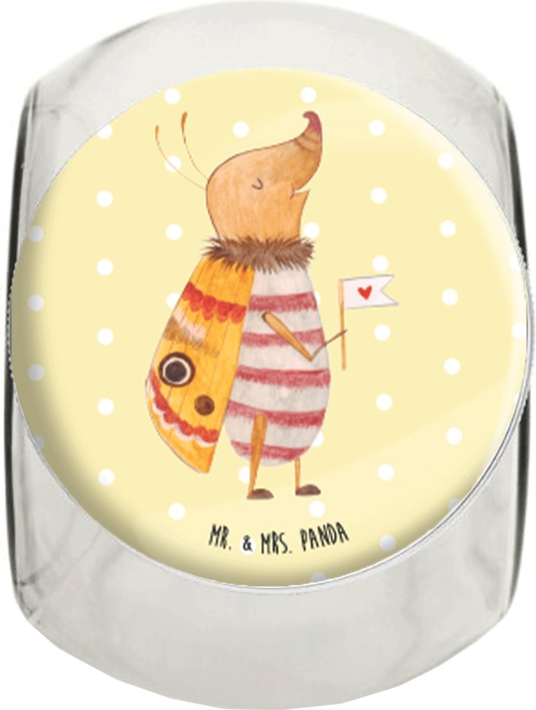 Mr. & Mrs. Panda Teedose Nachtfalter Fähnchen L 870ml - Gelb Pastell - Geschenk, Käfer, Küche Deko, Spruch Witzig, Kaffeedose, Bonbonglas, Vorra...