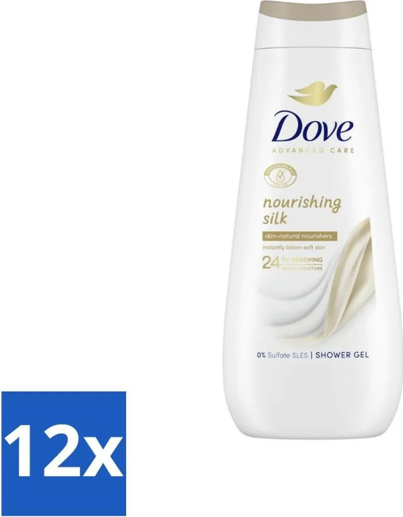 Crema doccia Dove - Seta nutriente - 400 ml - Confezione risparmio - 12 pezzi