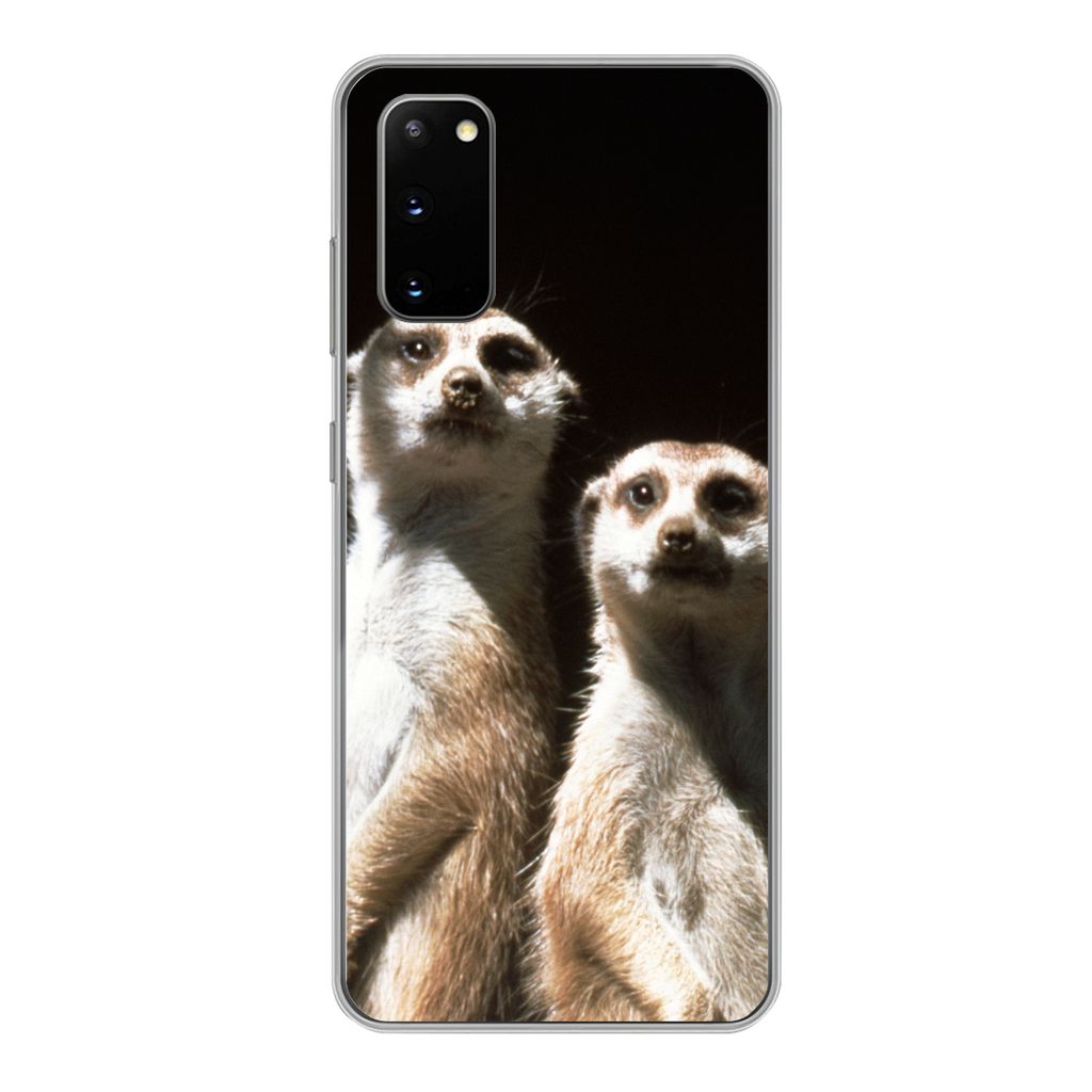 MuchoWow Handyhülle Schutzhülle Hülle für Samsung Galaxy S20 Schwarz - Erdmännchen - Tiere Silikon Softcase Handy Hülle - Bild