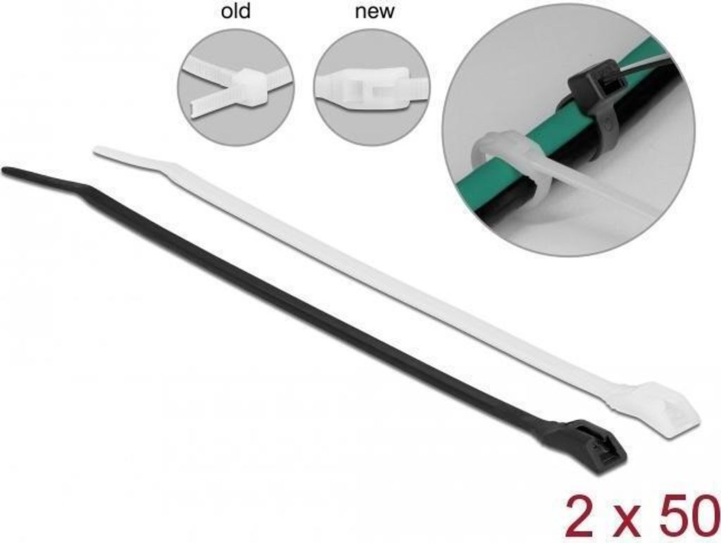 DELOCK Kabelbinder mit flachem Kopf L 205 x B 2,5 mm 100 Stk