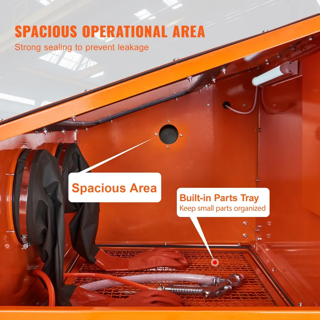 Cabine de sablage robuste 60 gal avec support et 4 buses acier
