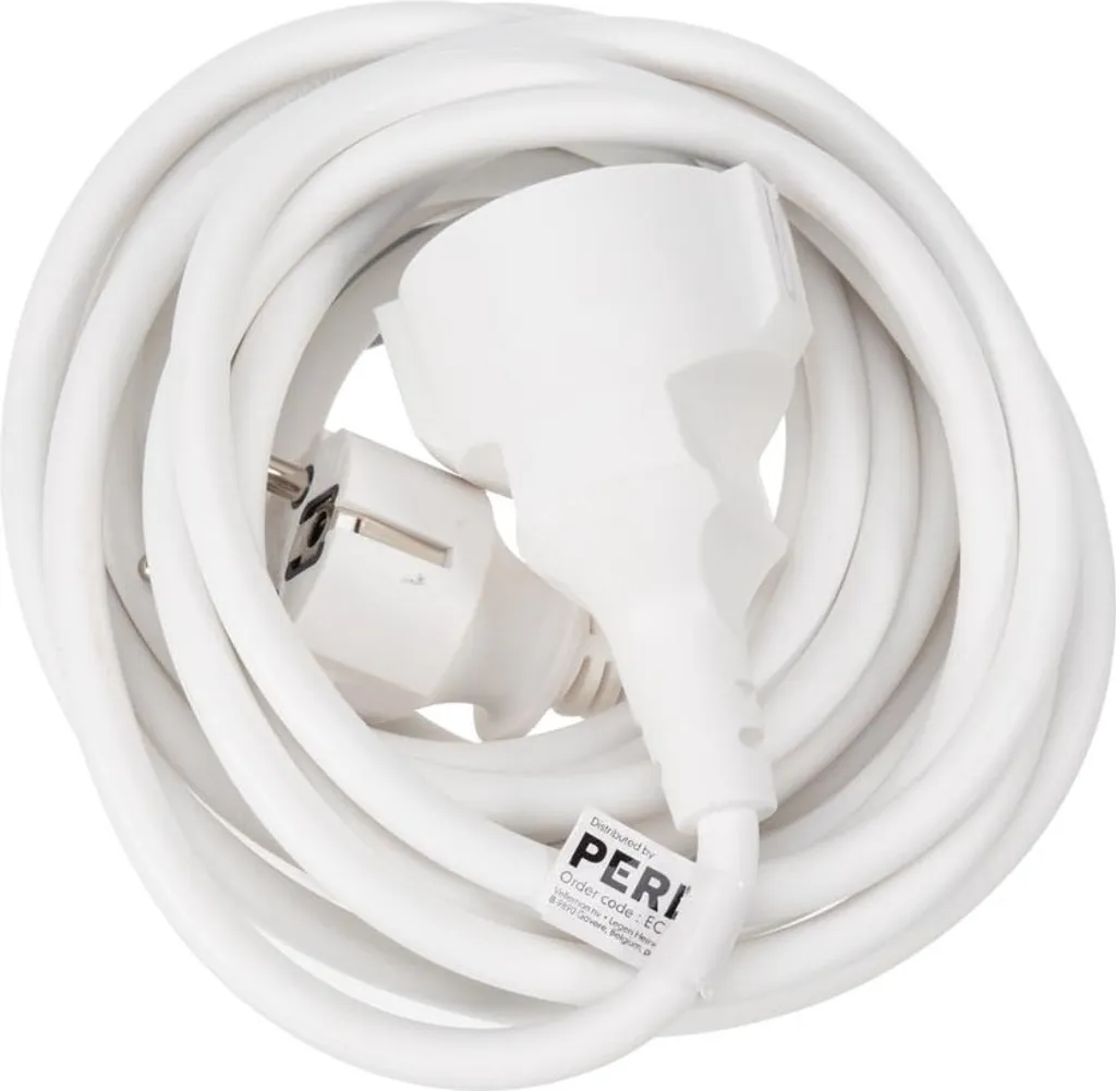 Câble d'extension 5m Blanc 3G1.5 Schuko - Rallonge électrique robuste