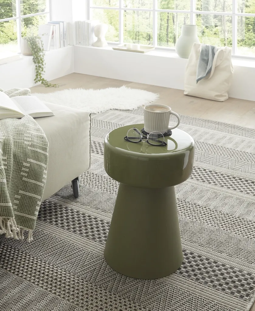 Table d'appoint verte en fer 1165, meuble robuste et compact 47cm - 2