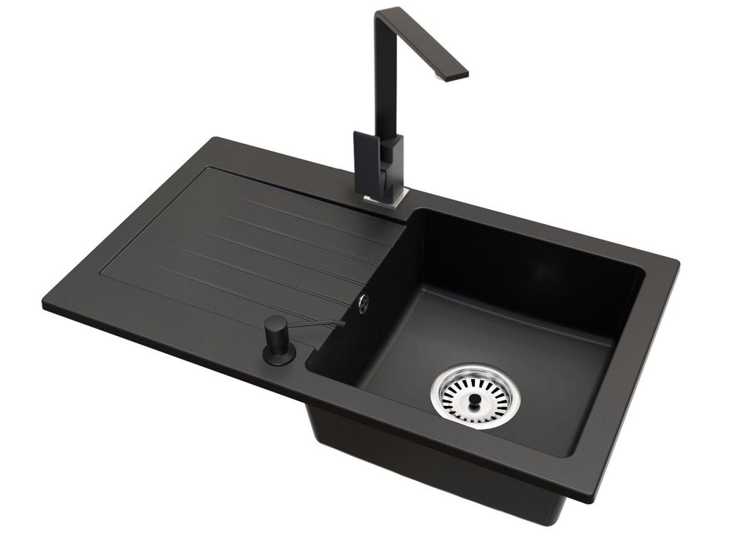 Küchenspüle Einbecken Leon Siphon Schwarz Armatur Nook Produktbild 