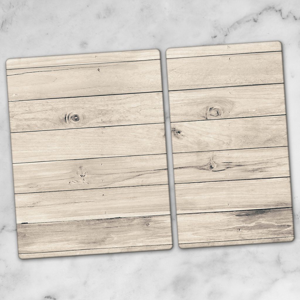 Glas-Herdabdeckplatten Glaskeramikkochfeld-Abdeckung Spritzschutz Glas 70x52 Weiß Holzplatte