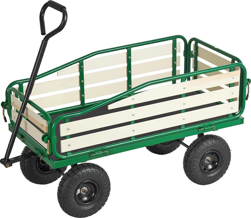 VEVOR Handwagen für Kinder, 118 cm Bollerwagen, Transportwagen mit Schiebestange, aus Holz & Metal, max. 250 kg tragbar, ideal für Kinder ab 5 Ja...