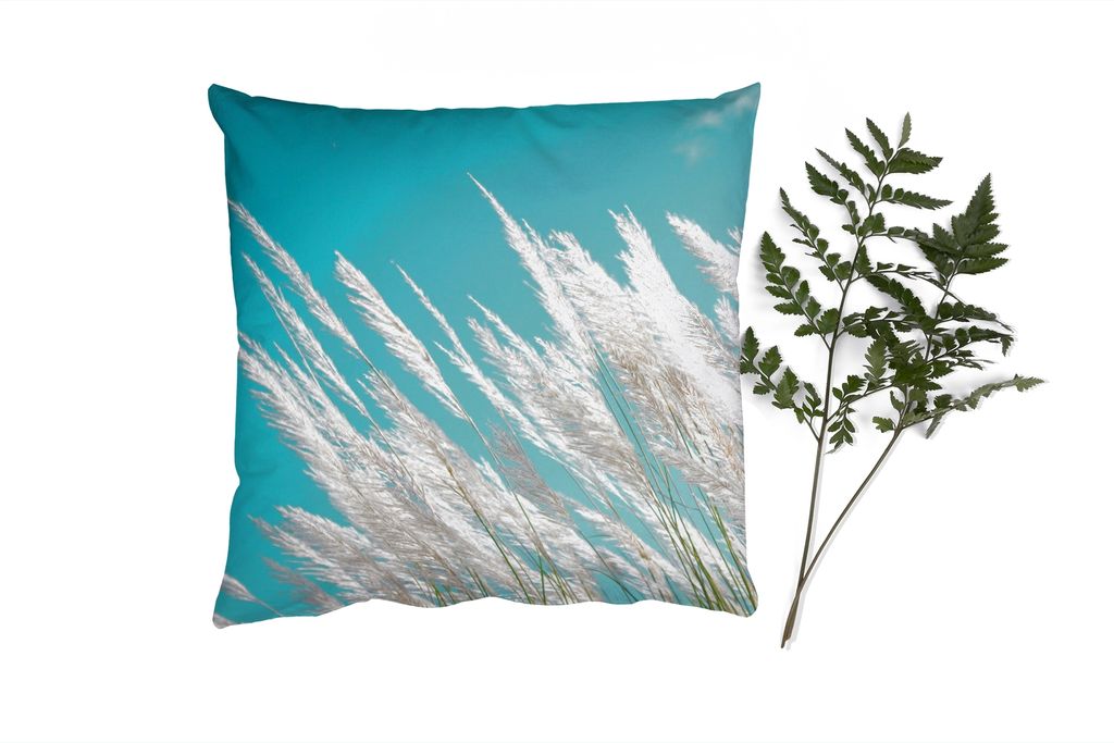 MuchoWow Zierkissen Sofakissen Wohnzimmer Dekokissen 45x45 cm Pampasgras - Pflanze - Schlafpolster - Polster für das Sofa