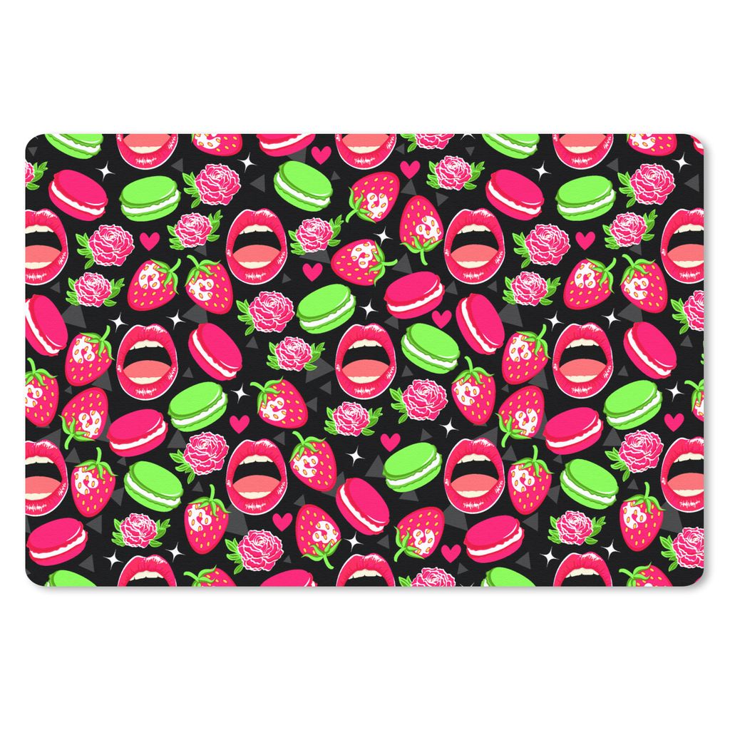 MuchoWow Mauspad Mousepad Lebensmittel - Muster - Rosa 27x18 cm - Mousepads - Maus Mat - Pad - Mausunterlage - Büroartikel - Desk Matten