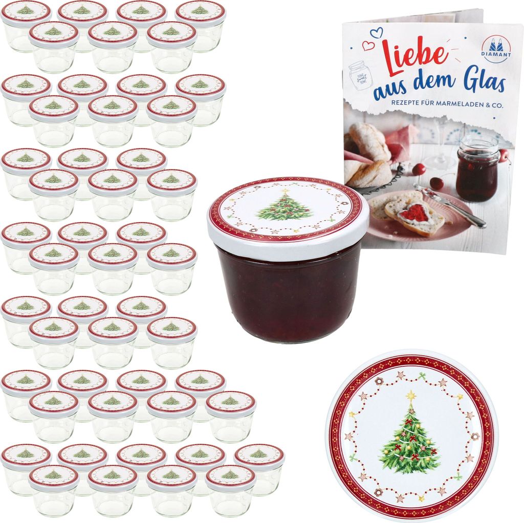 50er Set Sturzglas 230ml Einmachglas + TO-Deckel 82 Weihnachtstraum + Heft