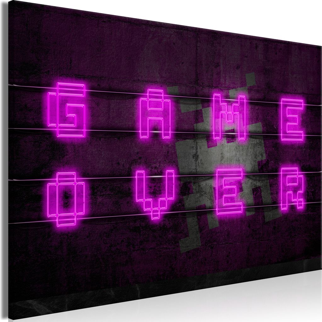 Modernes Wandbild für Gamers 90x60 - 1 Teile Bilder Fotografie auf Vlies Leinwand Foto Bild Dekoration Wand Bilder Kunstdruck Game Over i-A-0152-b-a