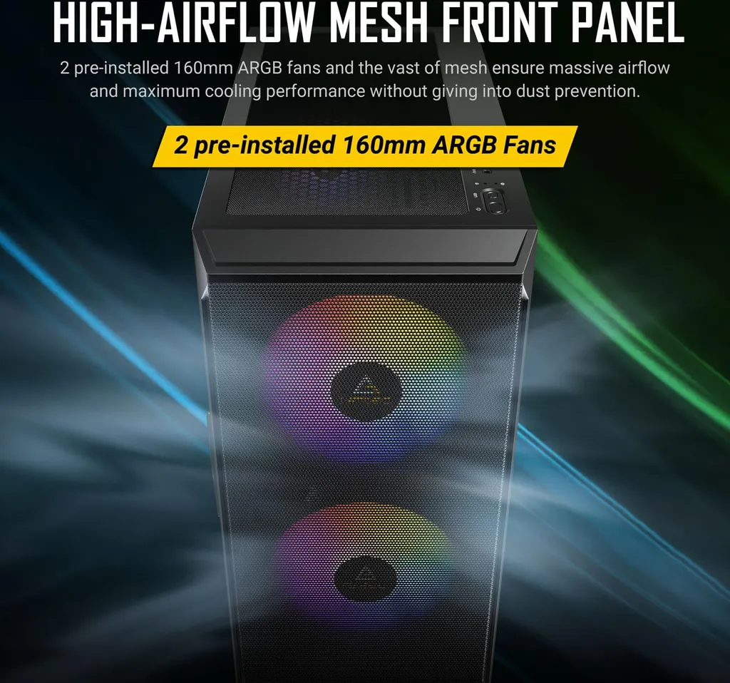 Antec NX416L Nero: Eleganza Mesh e Illuminazione ARGB Sofisticata - 3