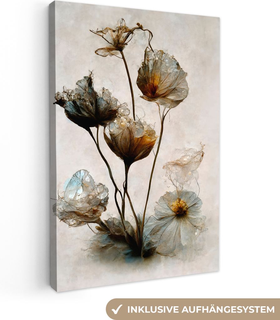 OneMillionCanvasses - Leinwandbilder - 90x140 cm, Vintage - Blumen - Pflanzen - Abstrakt, Wandbilder Kunstdruck Wanddekoration - Foto auf Leinwan...