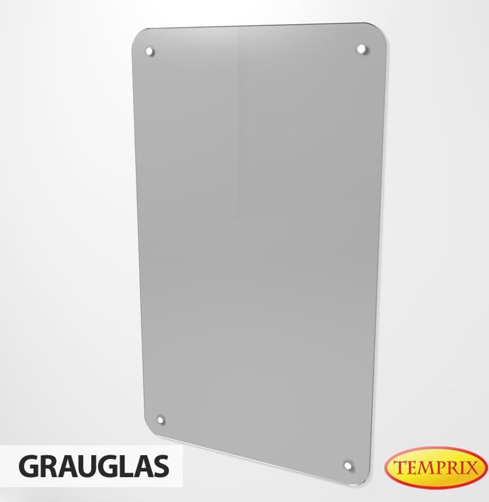 Wärmeschutz aus Glas | Hitzeschutz Grau getönt Larvik 1000 x 600 x 6 mm | Wandhitzeschutz Funkenschutz Glas Möbelschutz Wandschutz