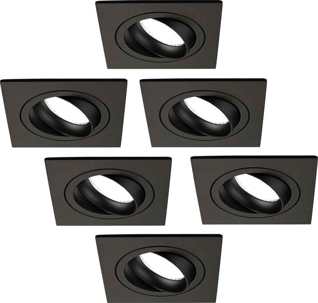 Ledvion 6er Set LED Einbaustrahler Schwarz 3W dimmbar Produktbild 