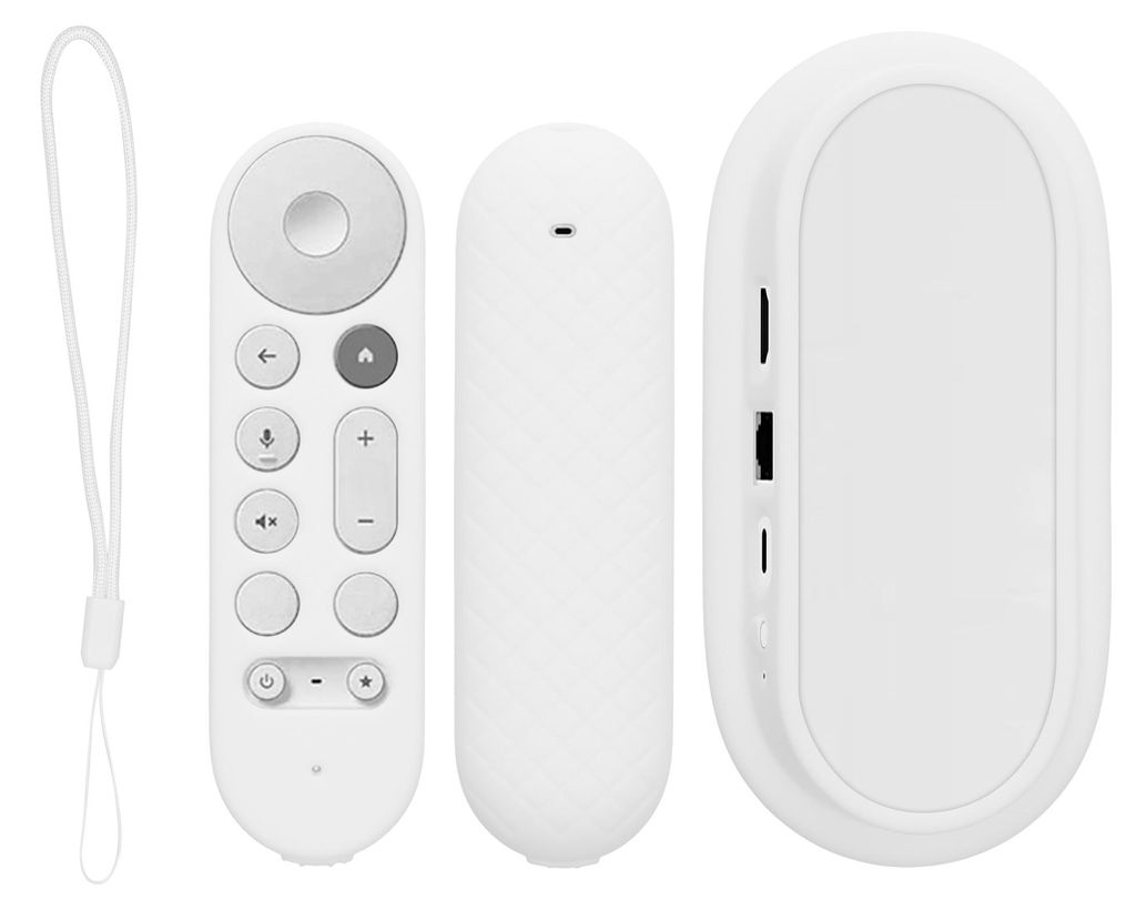 kwmobile 2x Hülle für Fernbedienung und Streaming Gerät kompatibel mit Google TV Streamer 4K - Silikon Case Set für TV Zubehör in Weiß