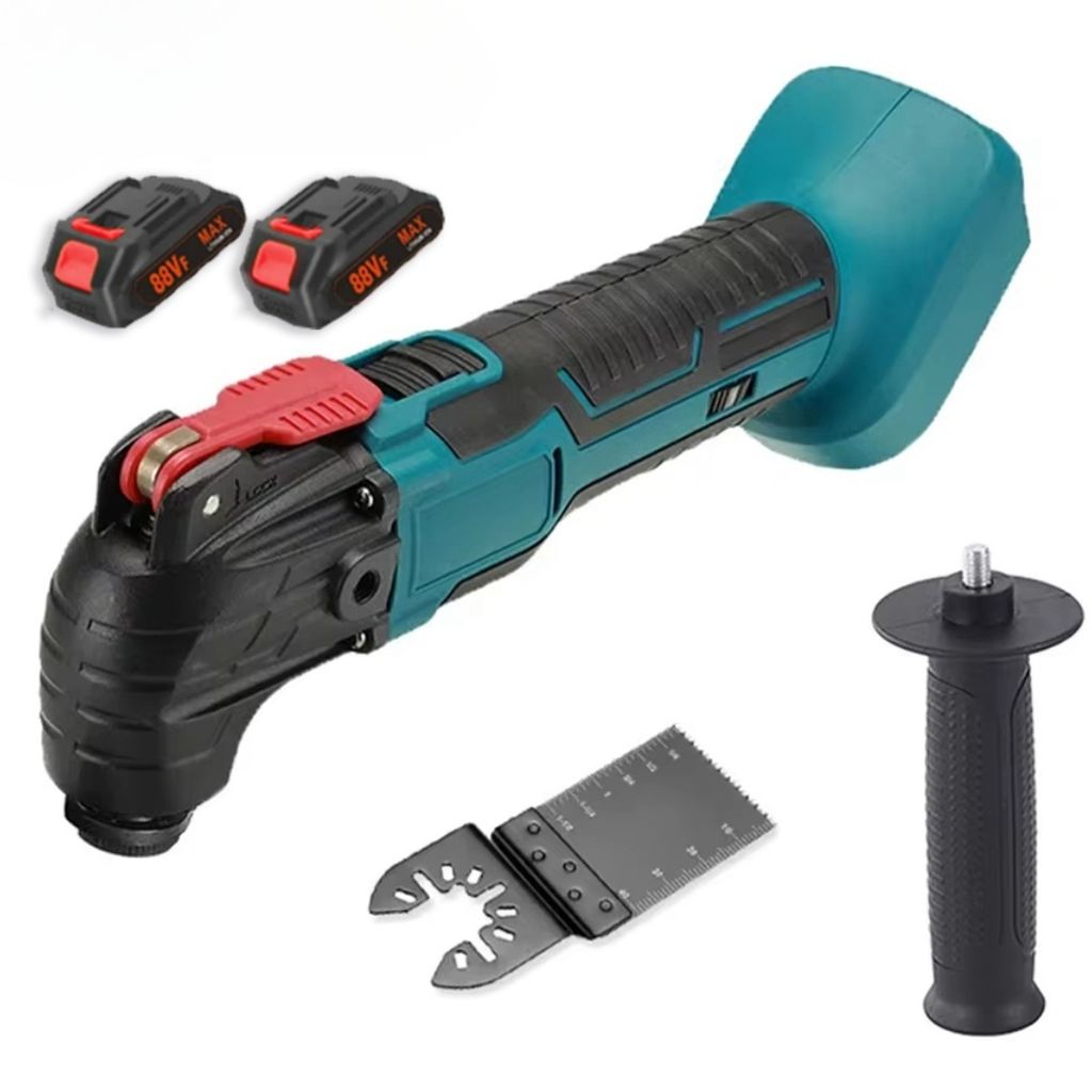 Mehrzweck-Akku-Oszillierwerkzeug, Mit 2 21V-Batterien, 5er-Set, mit Zusatzhandgriff zum Schneiden, Schaben, Schleifen, 6 Geschwindigkeiten