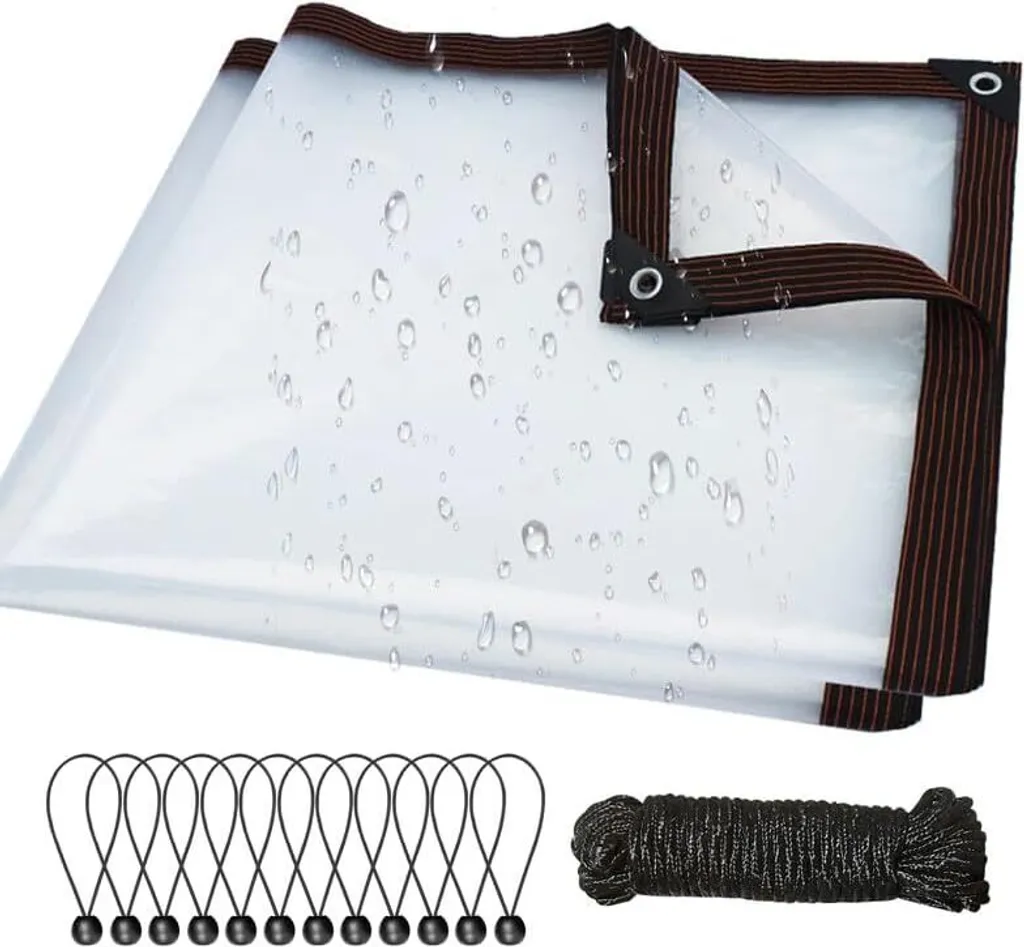 Bâche transparente étanche avec œillets 2mx4m pour jardin et balcon - 2