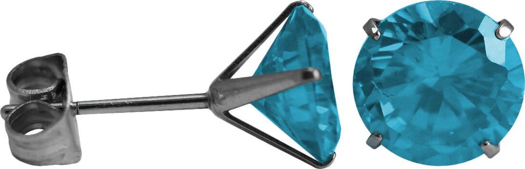 Ohrstecker Chirurgenstahl rundem Glaskristall Größe - 5 mm Farbe - Hellblau