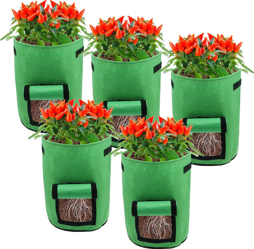 Jayseuw Pflanzsack 5X 26.5L aus Vliesstoff, Pflanztopf Pflanzensack für Kartoffeln,Tomaten, Blumen, Pflanzen, Gemüs,Pflanzen Tasche